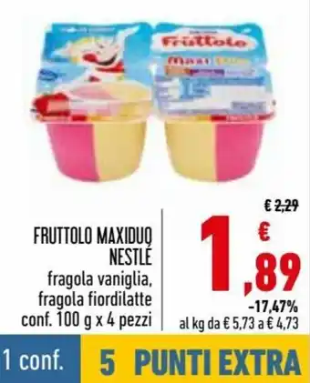 Conad Superstore Nestlé Fruttolo Maxiduo Fragola Vaniglia, Fragola Fiordilatte Conf. 100 g x 4 Pezzi offerta