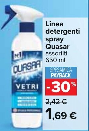 Carrefour Quasar Linea detergenti spray 650 ml offerta