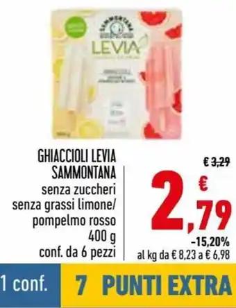 Conad Superstore Sammontana Ghiaccioli Levia Senza Zuccheri Senza Grassi Limone / Pompelmo Rosso 400 g Conf. Da 6 Pezzi offerta