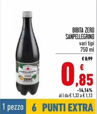 Conad Superstore Sanpellegrino Bibita Zero 750 ml offerta