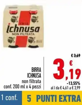 Conad Superstore Ichnusa Birra Non Filtrata Conf. 200 ml x 4 Pezzi offerta