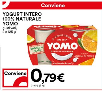 Coop Superstore Yogurt Intero 100% Naturale Yomo gusti vari 2 x 125 g offerta