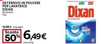 Dixan Detersivo In Polvere Per Lavatrice 50 Misurini, 3 kg