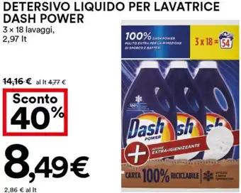Coop Superstore Dash Power Detersivo Liquido Per Lavatrice 3 x 18 Lavaggi, 2.97 Lt offerta