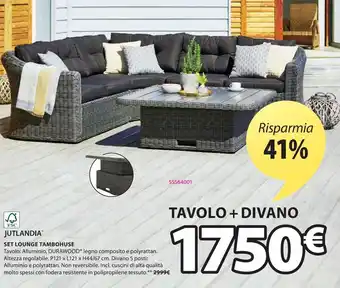 JYSK Jutlandia set lounge tambohuse tavolo + divano offerta