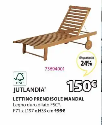JYSK Lettino prendisole mandal offerta