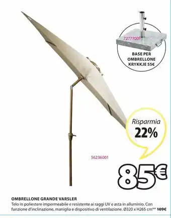 JYSK Ombrellone grande varsler offerta