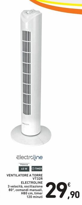 Ventilatore a torre vt32r electroline