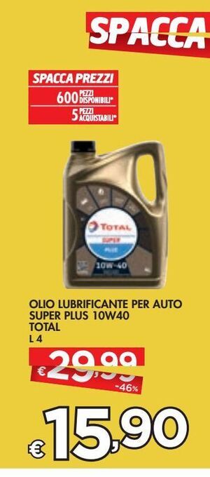 Bennet Olio lubrificante per auto super plus 10w40 total offerta