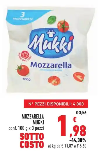 Conad City Mukki Mozzarella 100 g x 3 pezzi offerta
