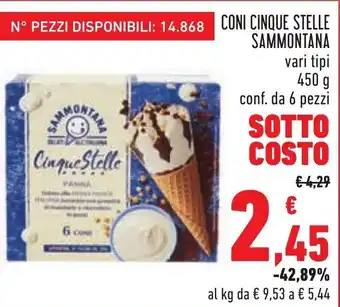 Conad City Sammontana Coni Cinque Stelle 450 g 6 pezzi offerta