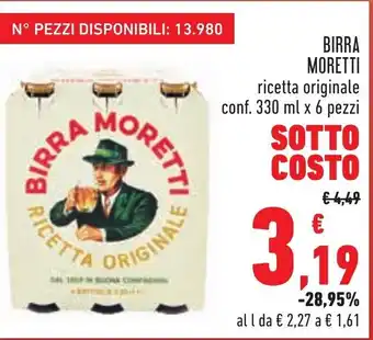 Conad City Birra Moretti ricetta originale 330 ml x 6 pezzi offerta