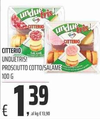 Coop Citterio Unduetris Prosciutto Cotto/Salame 100 g offerta