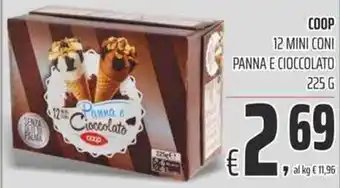 Coop Coop 12 Mini Coni Panna E Cioccolato 225 g offerta