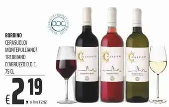 Coop Bordino Cerasuolo/Montepulciano/Trebbiano D'Abruzzo D.O.C. 75 cl offerta