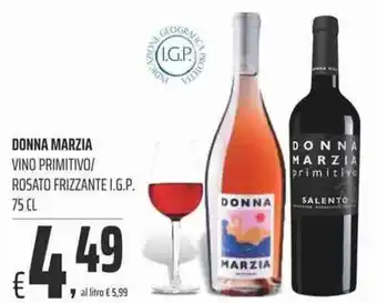 Coop Donna Marzia Vino Primitivo/Rosato Frizzante I.G.P. 75 cl offerta