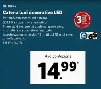 Lidl Melinera Catena Luci decorative LED offerta