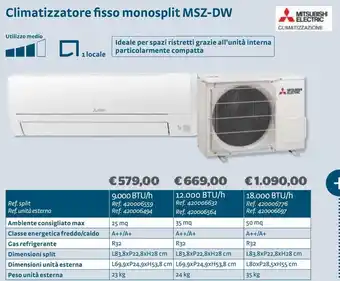 Bricocenter Climatizzatore fisso monosplit msz-dw mitsubishi offerta