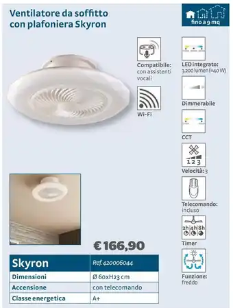 Bricocenter Ventilatore a soffitto con plafoniera skyron offerta
