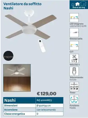 Bricocenter Ventilatore a soffitto nashi offerta