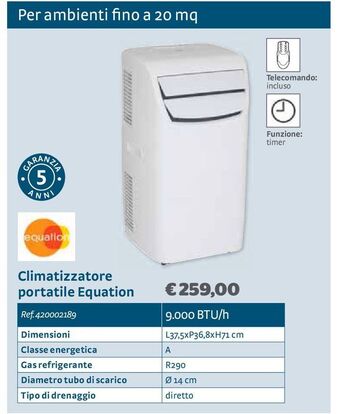 Bricocenter Climatizzatore portatile equation offerta