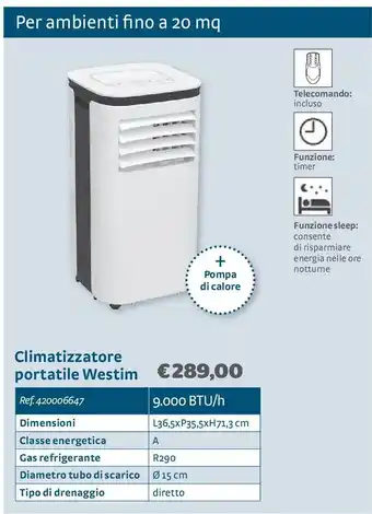 Bricocenter Climatizzatore portatile westim offerta