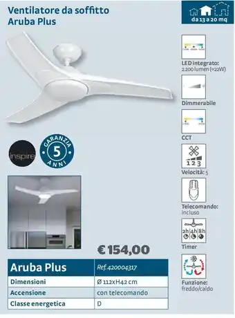 Bricocenter Ventilatore a soffitto aruba plus offerta