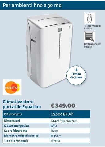 Climatizzatore portatile equation