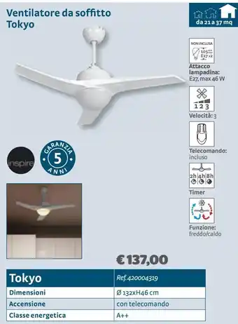 Bricocenter Ventilatore a soffitto tokyo offerta