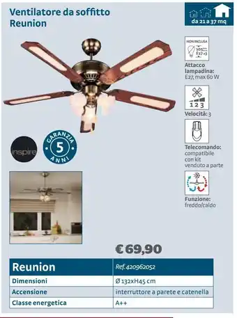 Bricocenter Ventilatore a soffitto reunion offerta