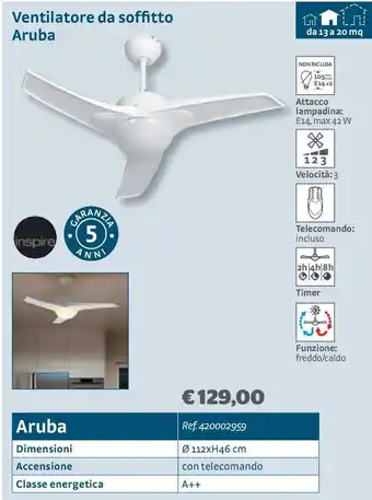 Bricocenter Ventilatore a soffitto aruba offerta