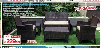 Satur Set 4 pezzi giardino giardino effetto rattam offerta