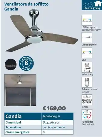 Bricocenter Ventilatore a soffitto gandia offerta