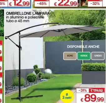 Satur Ombrellone lampara in alluminio e poliestere tubo 48 mm offerta