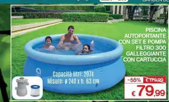 Piscina autoportante con set e pompa filtro 300 galleggiante con cartuccia