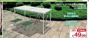 Tavolo a valigia con 4 sgabelli