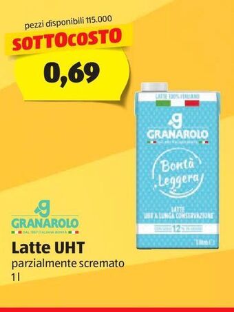ALDI Latte uht parzialmente scremato granarolo offerta