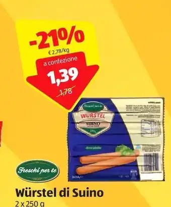 ALDI Wurstel di suino offerta