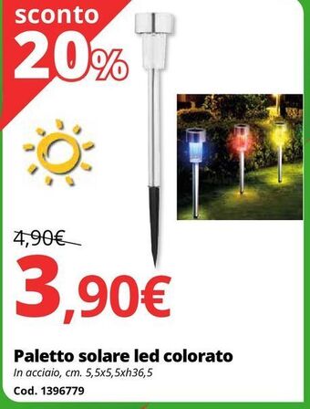Paletto solare led colorato