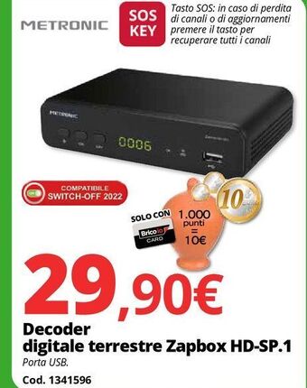 Brico Io Decoder digitale terrestre zapbox hd-sp.1 offerta