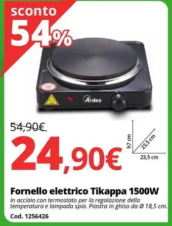 Fornello elettrico tikappa 1500w