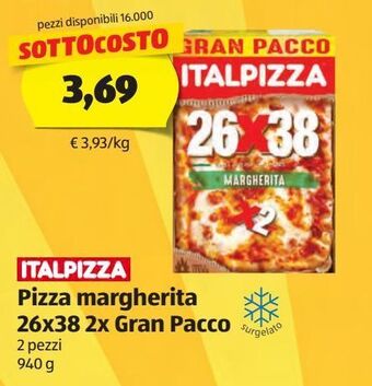 ALDI Pizza margherita italpizza 26x38 2x gran pacco 2 pezzi 9404 offerta