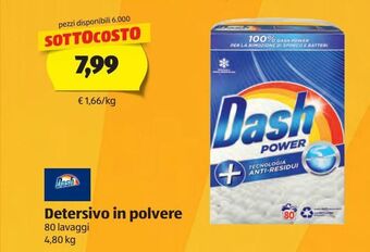 ALDI Detersivo in polvere dash 80 lavaggi 4.80 kg offerta