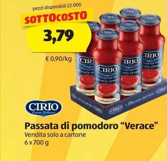 ALDI Passata di pomodoro 'verace' cirio 6x700g offerta