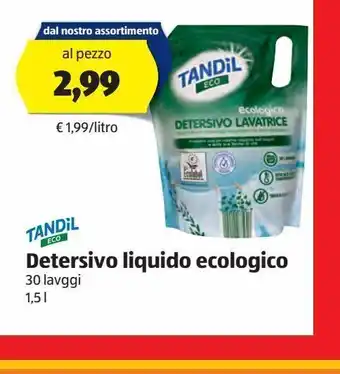 ALDI Detersivo liquido ecologico 30 lavaggi 1.5 l tandil offerta