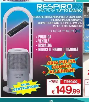 Satur Respiro365 purificatore aria offerta