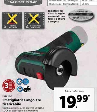 Lidl Smerigliatrice angolare ricaricabile offerta