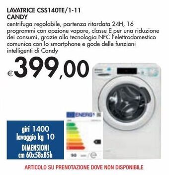 Bennet Lavatrice css140te/1-11 candy offerta