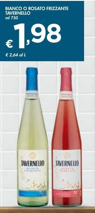 Bennet Bianco o rosato frizzante tavernello offerta