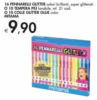 Bennet 16 pennarelli glitter 0 10 tempera piu o 10 colle glitter glue mitama offerta